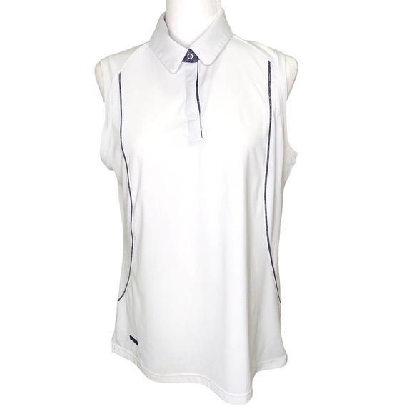 adidas Tops - Adidas Womens Puremotion White Sleeveless Polo Shirt
